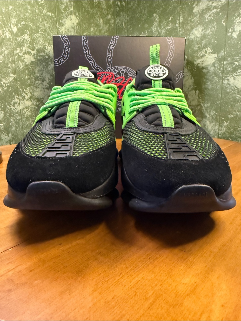 Versace Chain Reaction 'Black Green' Sneakers Men 12 COA Available - Picture 8 of 16
